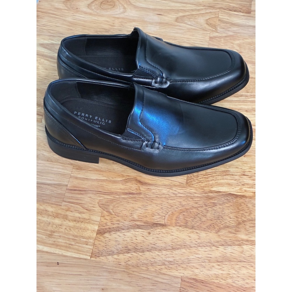Perry Ellis Portfolio Sammy‎ Slip On Dress Shoes Kids Black Square Toe Size 1 - Picture 9 of 11